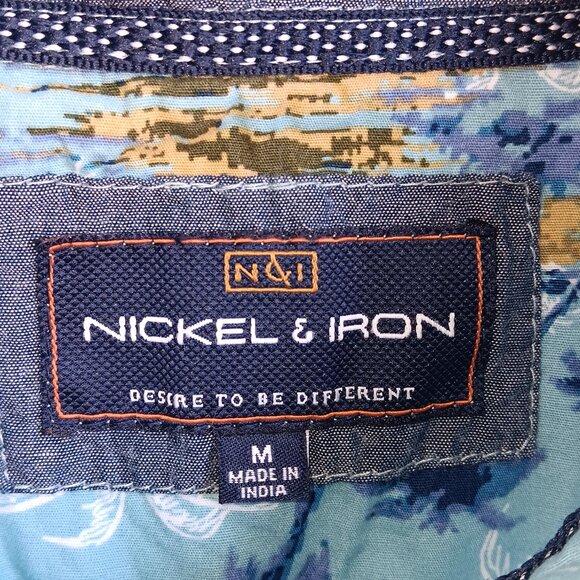 Nickel & Iron Men's size Medium Short Sleeve Button Down Collared Shirt C6 - Picture 2 of 4